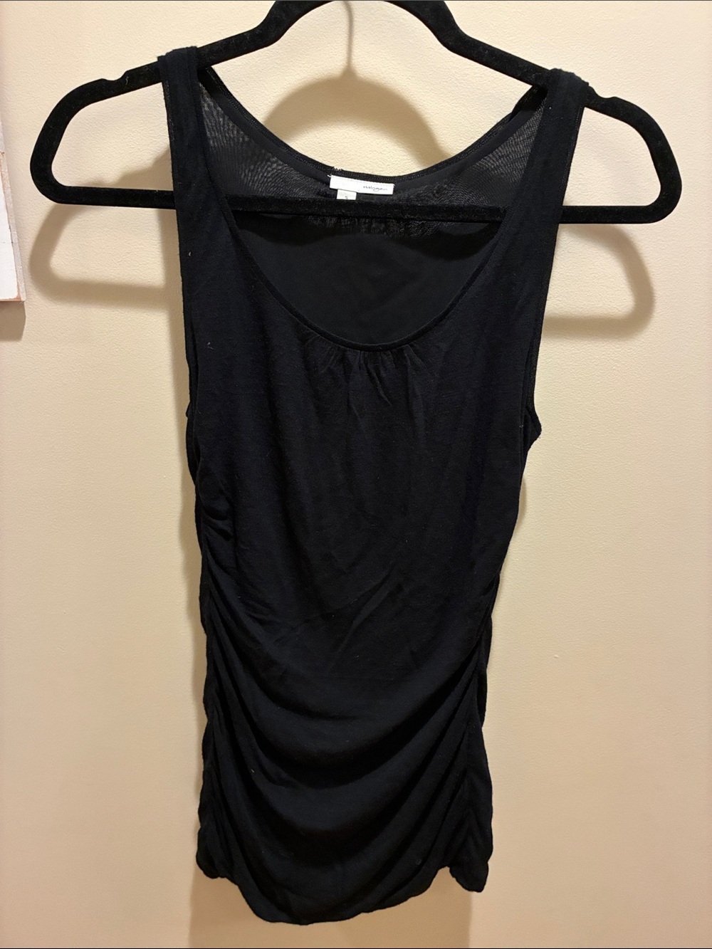 Halogen Black Ruched Scoop Neck Tank